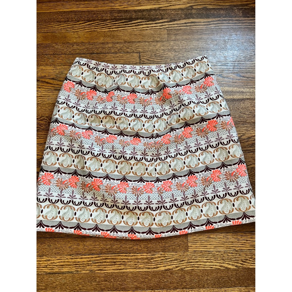 Loft Womens Paisley Jacquard A-Line Mini Skirt Coral Taupe Size‎ 6